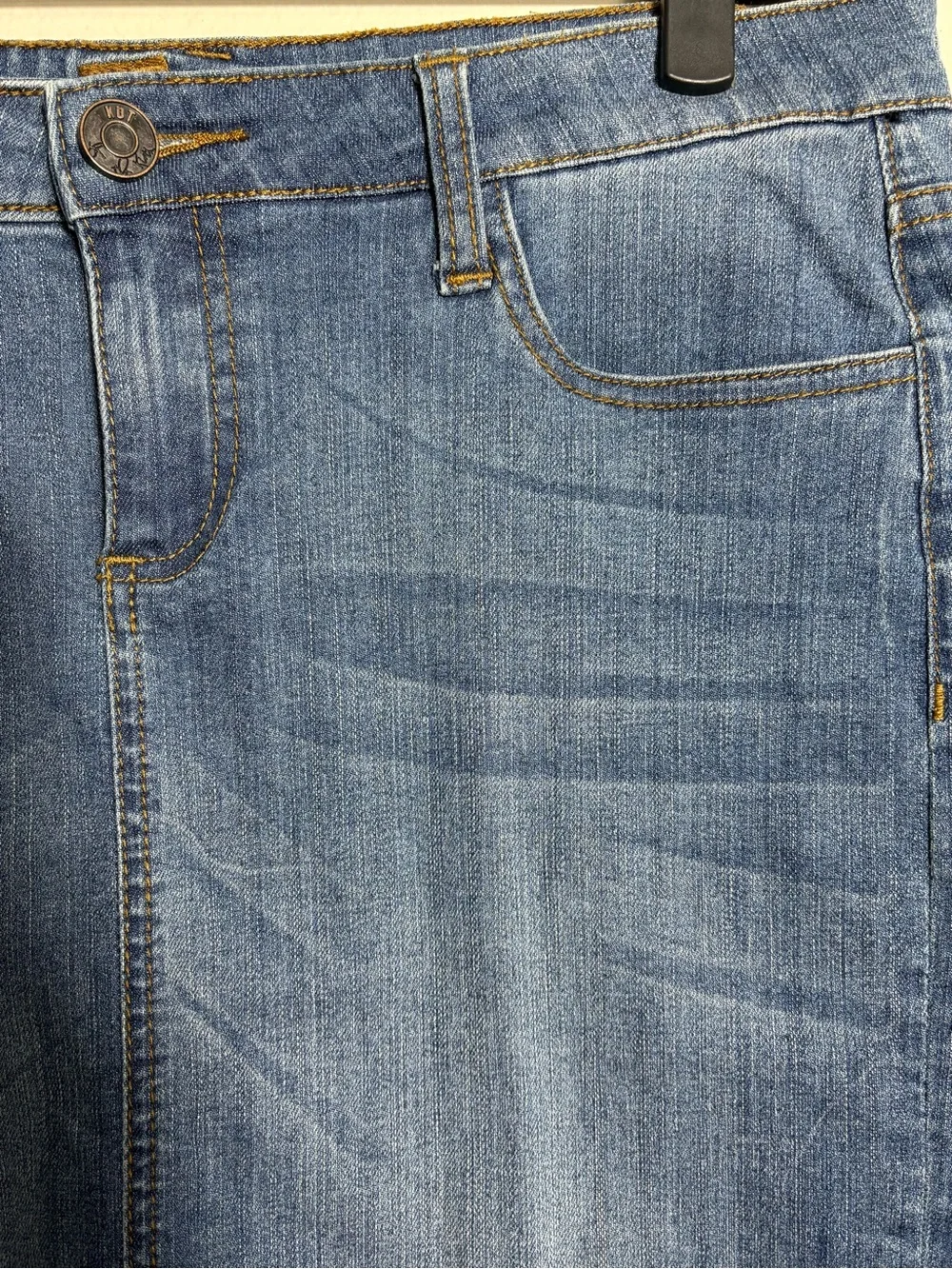KUT From the Kloth Denim Pencil Skirt Size 8 Blue Stretch Jean Y2K Midi